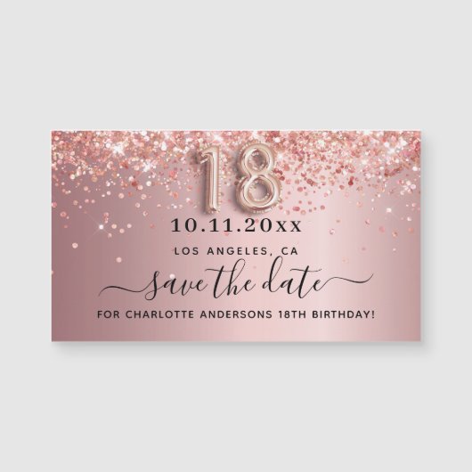 Magent voor 18e verjaardag in blush roze save the (Voorkant)