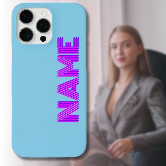 Magenta 3D Indigo Moderne naam | Funny Sky Blue Case-Mate iPhone Case