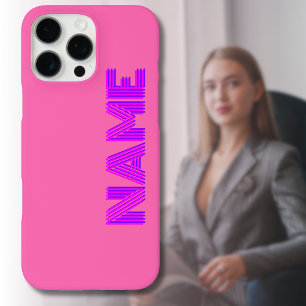 Magenta 3D Indigo Moderne naam   Grappig Hot Pink iPhone 16 Pro Max Hoesje