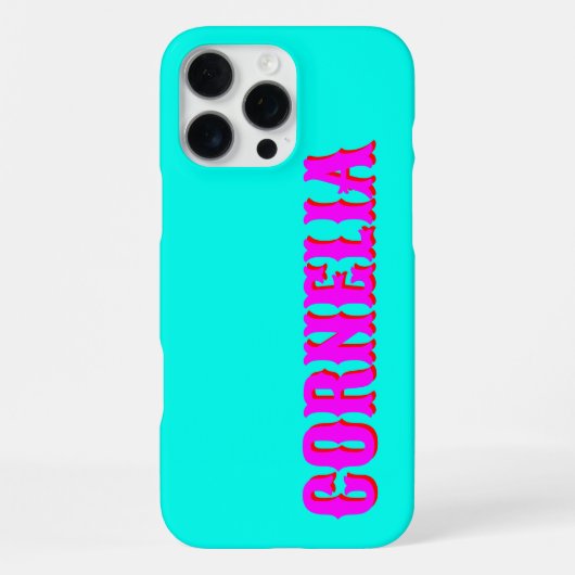 Magenta 3D Rood Modern Naam | Grappige Turquoise iPhone Hoesje (Achterkant)