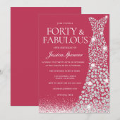 Magenta 40th & Fabulous 40th Birthday Dress Kaart (Voorkant / Achterkant)