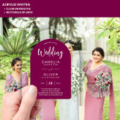 Magenta Acryl Wedding nodigt uit tot moderne witte Acryl Uitnodigingen