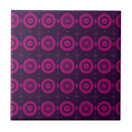 Magenta Afrikaans Geometrisch Cirkelpatroon Decora Tegeltje