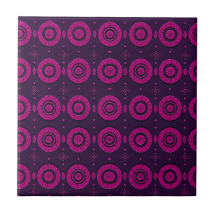 Magenta Afrikaans Geometrisch Cirkelpatroon Decora Tegeltje