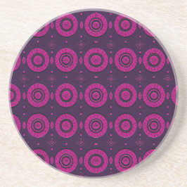 Magenta Afrikaans geometrisch cirkelpatroon zandst Zandsteen Onderzetter