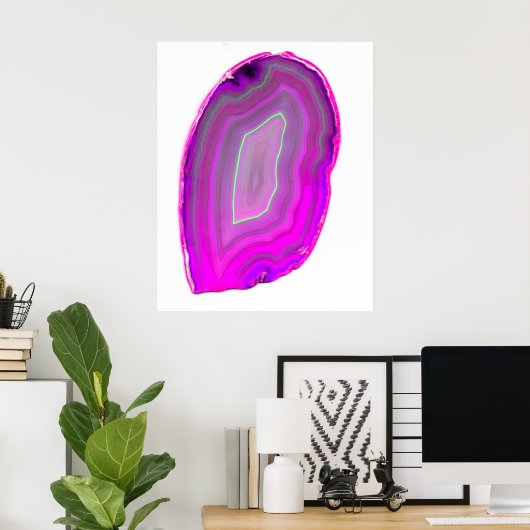 Magenta agaat plak gepolijst poster (Thuiskantoor)