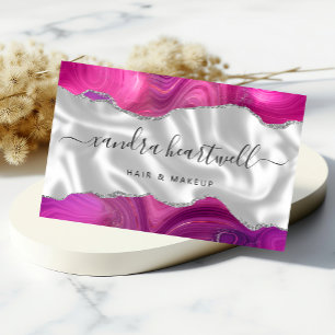 Magenta Agaat Zilver Glitter Luxe Visitekaartje