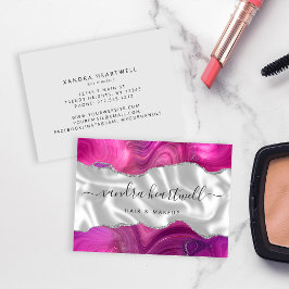 Magenta Agaat Zilveren Glitter Luxe Visitekaartje