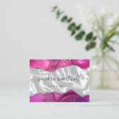 Magenta Agaat Zilveren Glitter Luxe Visitekaartje (Staand voorkant)