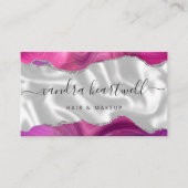 Magenta Agate Silver Glam Stylist Appointment Visitekaartje (Voorkant)