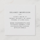 Magenta Agate Silver Glitter White Luxury Vierkante Visitekaartje (Achterkant)