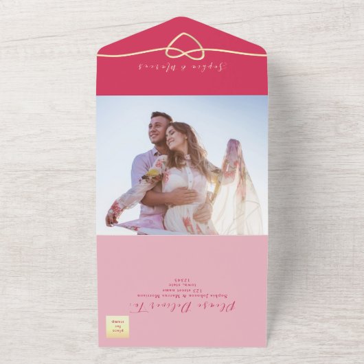 Magenta All-in-One Huwelijksuitnodiging + Foto All In One Uitnodiging (Buitenkant)