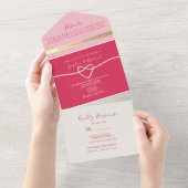 Magenta All-in-One Huwelijksuitnodiging + Foto All In One Uitnodiging (Afscheurbaar)