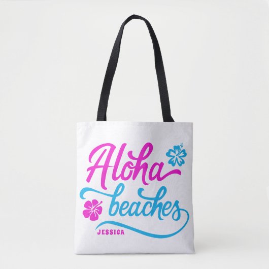 Magenta Aloha Stranden Zomer Pun gepersonaliseerd Tote Bag (Voorkant)