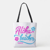 Magenta Aloha Stranden Zomer Pun gepersonaliseerd Tote Bag (Achterkant)