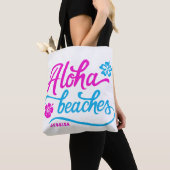 Magenta Aloha Stranden Zomer Pun gepersonaliseerd Tote Bag (Dichtbij)
