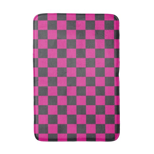 Magenta and smoke checkerboard pattern badmat (Voorkant Verticaal)