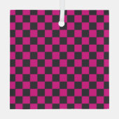 Magenta and smoke checkerboard pattern glas ornament (Achterkant)