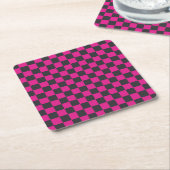 Magenta and smoke checkerboard pattern kartonnen onderzetters (Schuin)