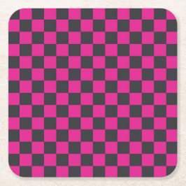 Magenta and smoke checkerboard pattern kartonnen onderzetters