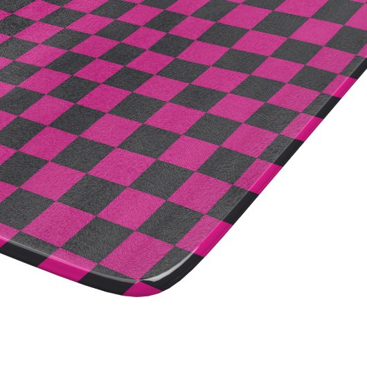 Magenta and smoke checkerboard pattern snijplank (Hoek)