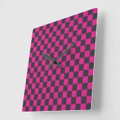 Magenta and smoke checkerboard pattern vierkante klok (Hoek)