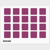 Magenta and smoke checkerboard pattern vierkante sticker (Vel)