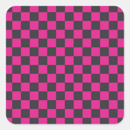 Magenta and smoke checkerboard pattern vierkante sticker