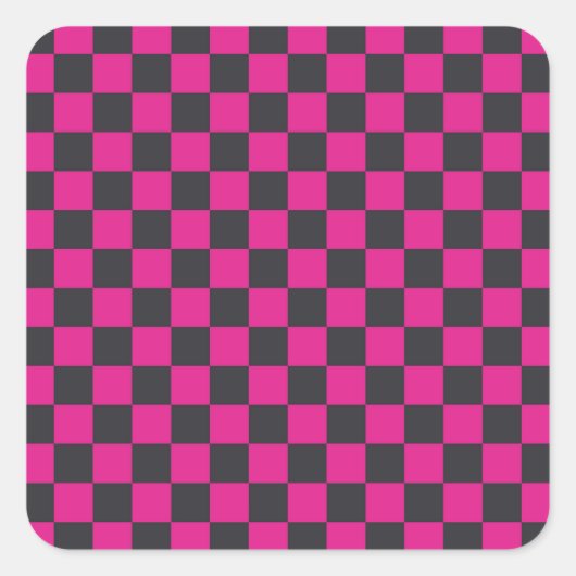 Magenta and smoke checkerboard pattern vierkante sticker (Voorkant)