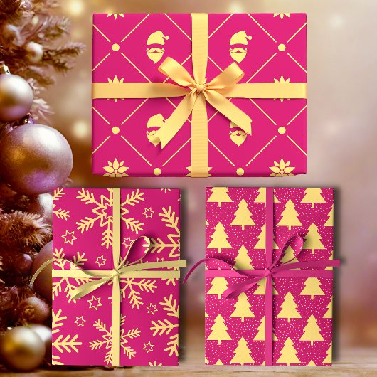 Magenta and Yellow Modern Holiday  Inpakpapier Vel