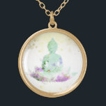 *~* Magenta Aqua Buddha AP33 Floral Lotus Goud Vergulden Ketting<br><div class="desc">(( Search id AP33 for gelijkaardige design )) Eenvoudige en Minimale Abstracte Boho Zen Waterverf zacht met GOLD gebieden. Er zijn opties in vorm en metaal het plukken kleuren in het Zilveren Bord en het Gouden Bord. * Energetisch verbeterde Boheemse Botanische Garland / Bouquet Floral / Flowers Pastel Modern Popular,...</div>