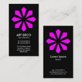 Magenta Art Deco Flower Star - Zwart Visitekaartje (Voorkant / Achterkant)