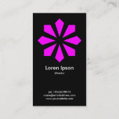 Magenta Art Deco Flower Star - Zwart Visitekaartje (Achterkant)