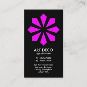 Magenta Art Deco Flower Star - Zwart Visitekaartje