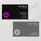 Magenta Art Deco Flower Symbool - zwart Visitekaartje (Voorkant / Achterkant)