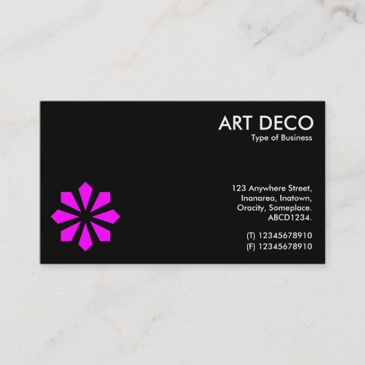 Magenta Art Deco Flower Symbool - zwart Visitekaartje (Voorkant)