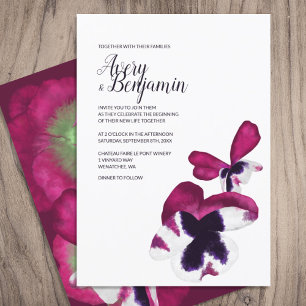 Magenta Autumn Flowers Wedding Kaart