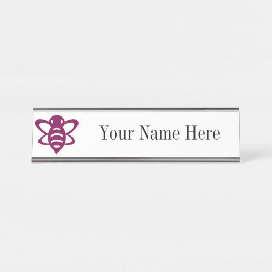 Magenta Bee Name Bord Bureau Naambordje (Voorkant)