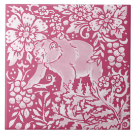 Magenta Beer Animal Natuur Woodland Floral Tegeltje