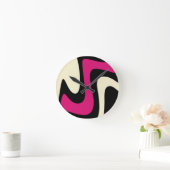 Magenta Beige Black Abstract Ronde Klok (Huis)