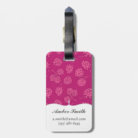 Magenta Berry Pattern Bagagelabel (Achterkant verticaal)
