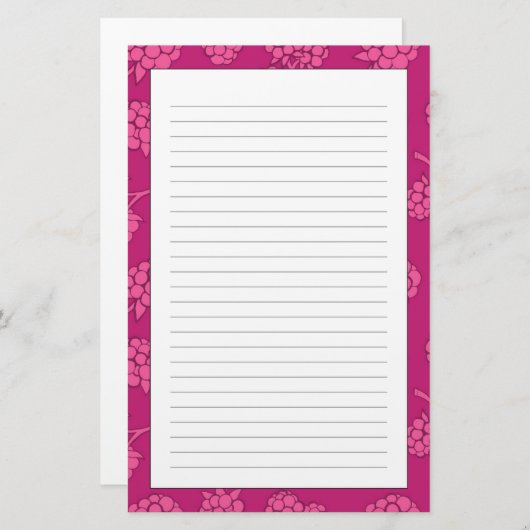 Magenta Berry Pattern Briefpapier (Voorkant / Achterkant)