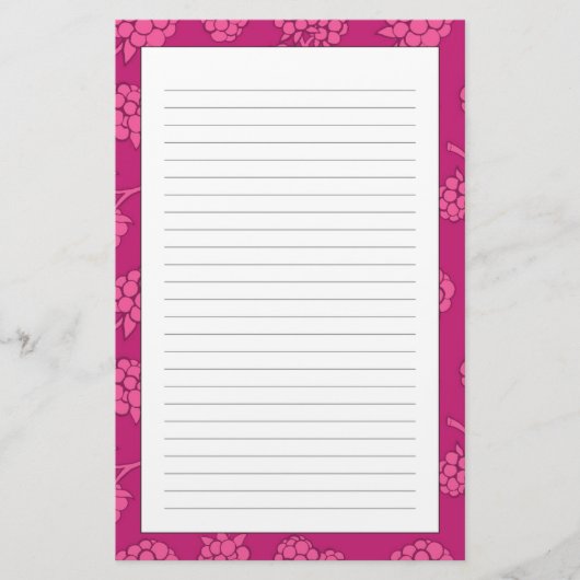 Magenta Berry Pattern Briefpapier (Voorkant)