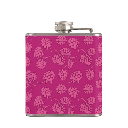 Magenta Berry Pattern Heupfles (Achterkant)