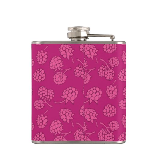 Magenta Berry Pattern Heupfles (Achterkant)