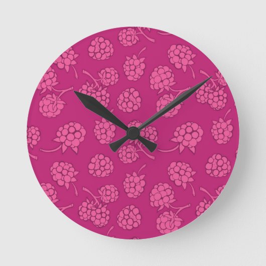 Magenta Berry Pattern Ronde Klok (Voorkant)