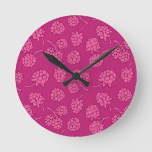 Magenta Berry Pattern Ronde Klok
