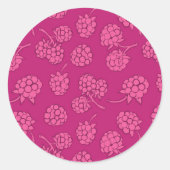 Magenta Berry Pattern Ronde Sticker (Voorkant)