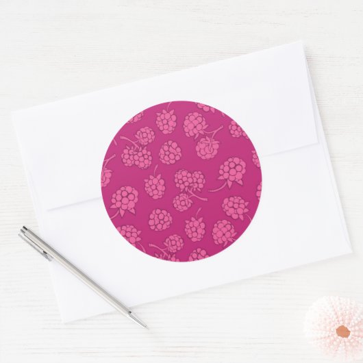 Magenta Berry Pattern Ronde Sticker (Envelop)