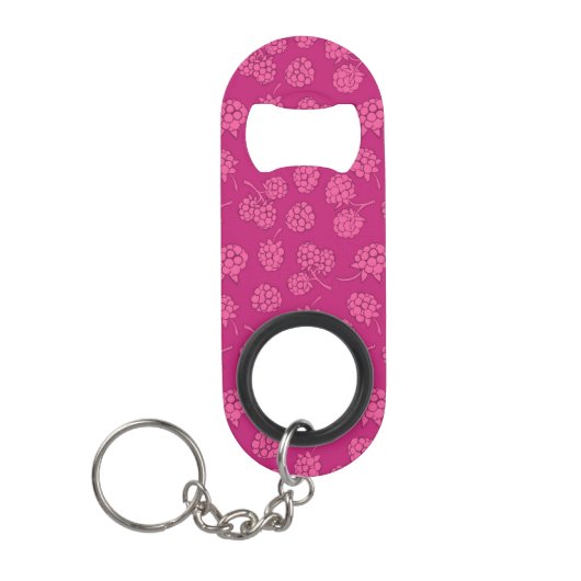Magenta Berry Pattern Sleutelhanger Flessenopener (Voorkant)